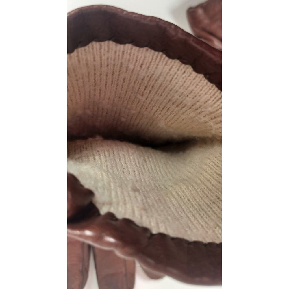 Vintage Aris Leather Gloves 100% Wool Lined Brown Winter Driving Size 8 Heritage - Picture 10 of 10